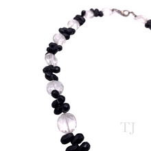 将图片加载到图库查看器，Black Onyx &amp; Quartz Crystal Faceted Necklace with lobster clasp
