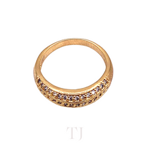 Cargar imagen en el visor de la galería, Diamonique Triple Line Ring in Sterling Silver (Gold Coated)
