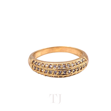 Cargar imagen en el visor de la galería, Diamonique Triple Line Ring in Sterling Silver (Gold Coated)
