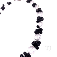 将图片加载到图库查看器，Black Onyx &amp; Quartz Crystal Faceted Necklace with lobster clasp
