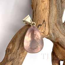 Load image into Gallery viewer, Rose Quartz Tear Drop Pendant in Sterling Silver
