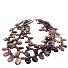 Cargar imagen en el visor de la galería, Smoky Quartz 3 Layered Necklace in Sterling Silver
