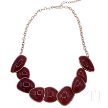 Load image into Gallery viewer, Carnelian cabochon stones in sterling silver necklace
