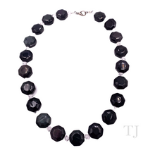 Cargar imagen en el visor de la galería, Black Onyx Faceted Necklace with Rhombus Quartz
