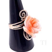 Load image into Gallery viewer, Italian Angel Skin Coral Rose Ring in Sterling Silver
