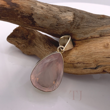 Load image into Gallery viewer, Rose Quartz Tear Drop Pendant in Sterling Silver
