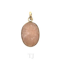 Load image into Gallery viewer, Rose Quartz Flower in Oval Pendant Sterling Silver
