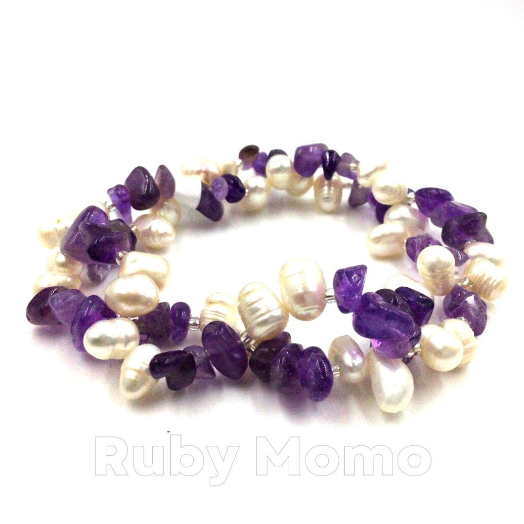 Freshwater Pearl with Amethyst Bracelet