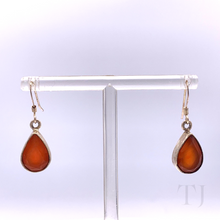 Load image into Gallery viewer, Carnelian faceted cut earrings in sterling silver
