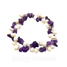 Load image into Gallery viewer, Freshwater Pearl with Amethyst Bracelet
