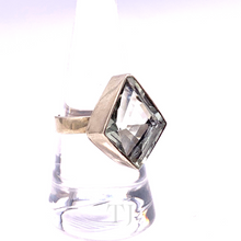 Load image into Gallery viewer, Green Amethyst Princess Cut Ring in Sterling Silver
