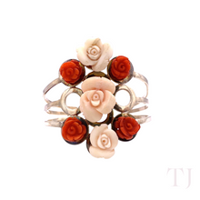 Cargar imagen en el visor de la galería, Italian Red &amp; White Rose Coral Bracelet in Sterling Silver
