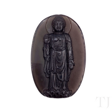 Load image into Gallery viewer, Standing Buddha pendant made of Obsidian stone
