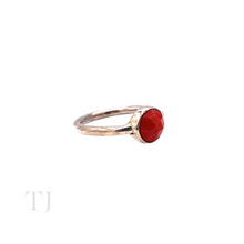 Load image into Gallery viewer, Coral Round Faceted Ring in Sterling Silver
