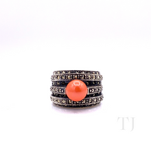 Cargar imagen en el visor de la galería, Coral Bead Ring in Sterling Silver
