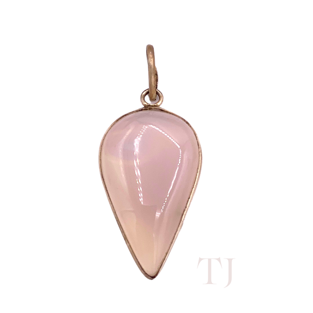 Rose Quartz Cabochon Pendant in Sterling Silver