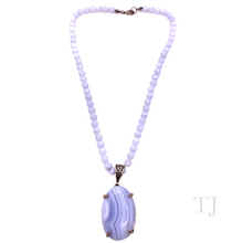 将图片加载到图库查看器，Blue Lace Agate necklace with a cabochon pendant
