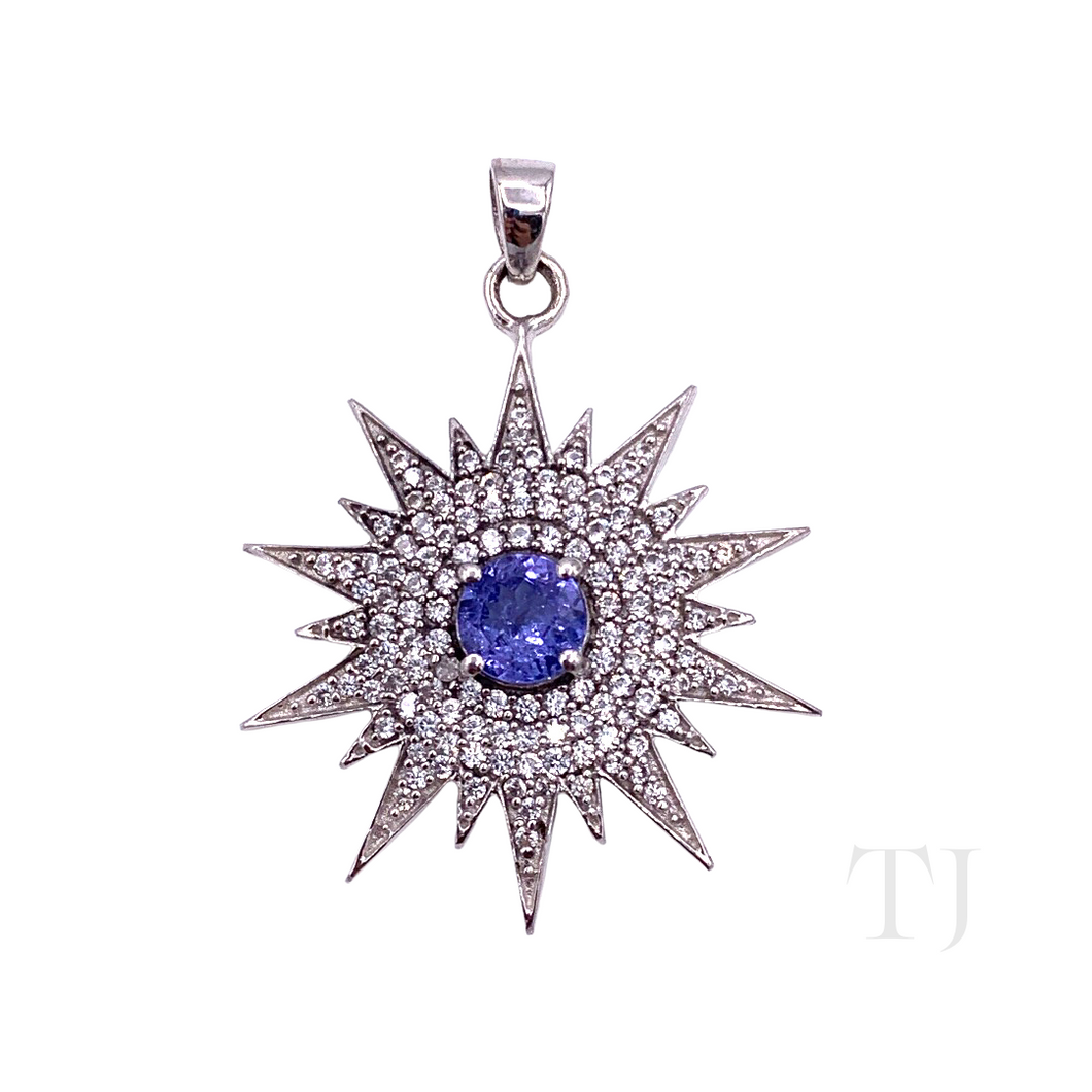 Tanzanite Sun Pendant in Sterling Silver