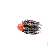 Cargar imagen en el visor de la galería, Coral Bead Ring in Sterling Silver
