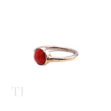 Load image into Gallery viewer, Coral Round Faceted Ring in Sterling Silver
