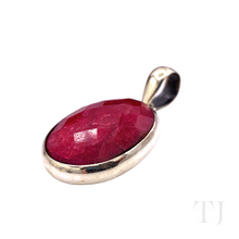 Load image into Gallery viewer, Indian Ruby Oval Cut Pendant in Sterling Silver
