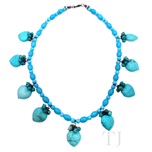 将图片加载到图库查看器，Blue Turquoise Bead &amp; Heart Necklace with lobster clasp
