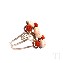 Cargar imagen en el visor de la galería, Italian Red &amp; White Rose Coral Bracelet in Sterling Silver
