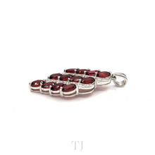 Загрузить изображение в средство просмотра галереи, Garnet with Diamonique Triple Line Pendant in Sterling Silver
