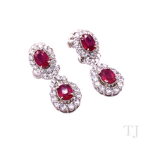 Cargar imagen en el visor de la galería, Ruby Double Oval Hanging Earrings in Sterling Silver
