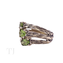 Load image into Gallery viewer, Peridot Wood Style Ring in Sterling Silver
