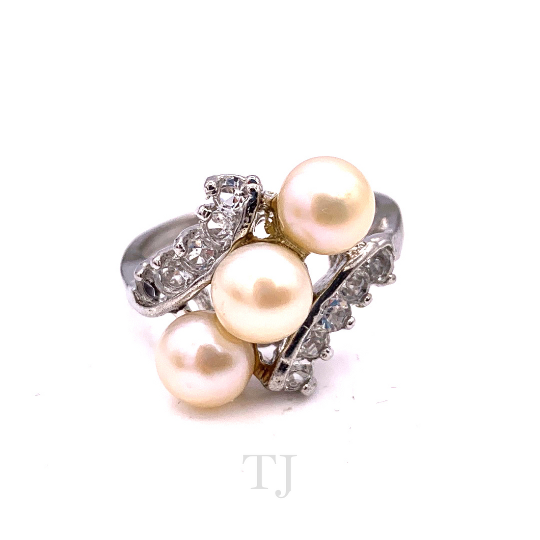 Freshwater Golden Pearl Twisted Layer Ring in 925