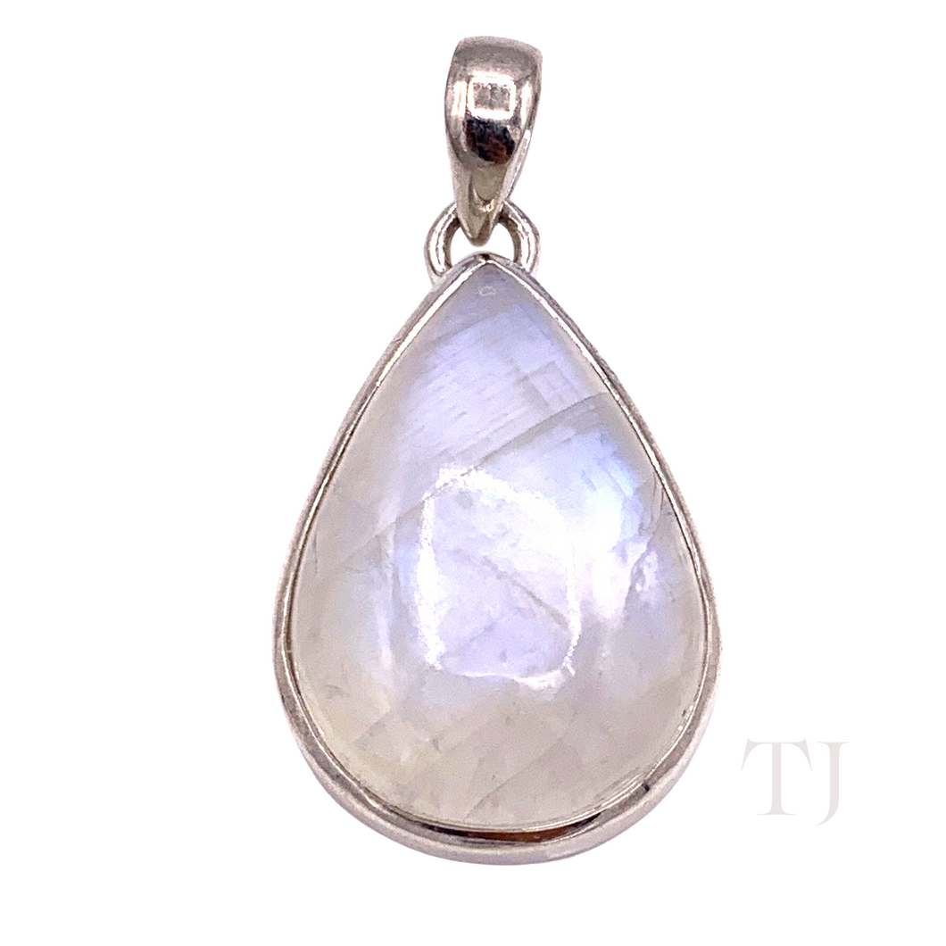 Moonstone Tear Drop Pendant in Sterling Silver