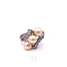 Cargar imagen en el visor de la galería, Freshwater Golden Pearl Twisted Layer Ring in 925
