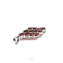 Cargar imagen en el visor de la galería, Garnet with Diamonique Triple Line Pendant in Sterling Silver
