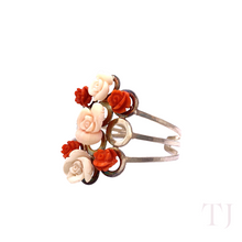 Cargar imagen en el visor de la galería, Italian Red &amp; White Rose Coral Bracelet in Sterling Silver
