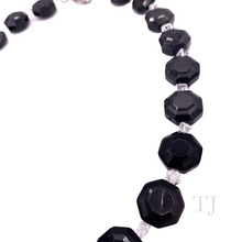 Cargar imagen en el visor de la galería, Black Onyx Faceted Necklace with Rhombus Quartz
