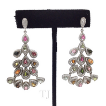 Загрузить изображение в средство просмотра галереи, Multi-colored Tourmaline Hanging Earrings in Sterling Silver
