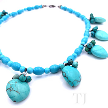 Load image into Gallery viewer, Blue Turquoise Bead &amp; Heart Necklace
