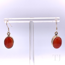 将图片加载到图库查看器，Carnelian Cabochon in sterling silver earrings
