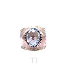 将图片加载到图库查看器，Aquamarine Oval faceted ring in sterling silver
