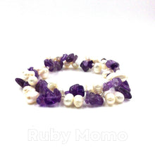 Load image into Gallery viewer, Freshwater Pearl with Amethyst Bracelet
