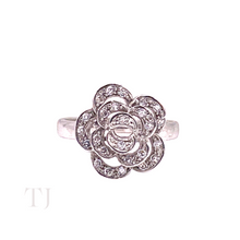 Load image into Gallery viewer, Diamonique Flower Shape Ring in Sterling Silver
