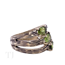 Load image into Gallery viewer, Peridot Wood Style Ring in Sterling Silver
