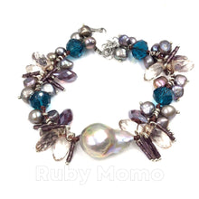 Load image into Gallery viewer, Multi-colored Freshwater Pearl with Swarovski Bracelet
