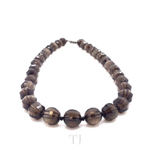 Load image into Gallery viewer, Smoky Quartz Faceted Bead Necklace in 925
