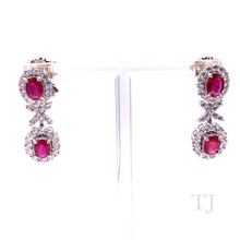 Cargar imagen en el visor de la galería, Ruby Double Oval Hanging Earrings in Sterling Silver
