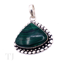 Load image into Gallery viewer, Malachite Triangular Shape Pendant in Sterling Silver
