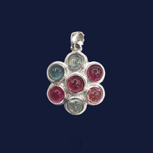 Load image into Gallery viewer, Multi-colored Tourmaline Flower Pendant in Sterling Silver
