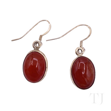 将图片加载到图库查看器，Carnelian Cabochon in sterling silver earrings
