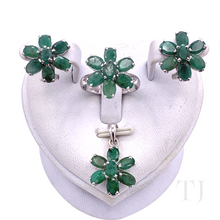 Cargar imagen en el visor de la galería, Emerald Flower Jewelry Set
